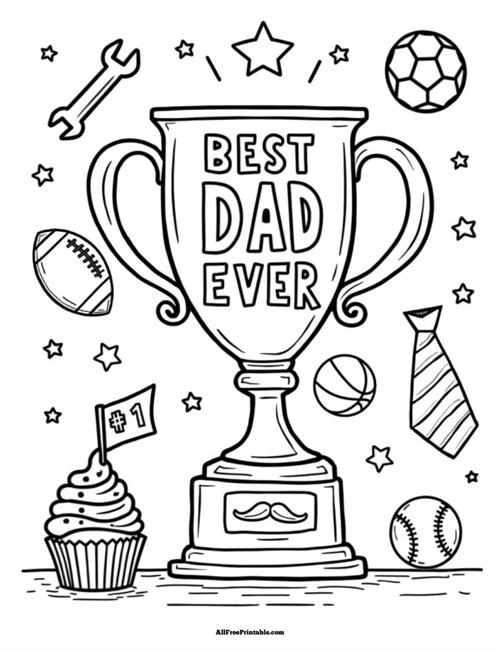 Best Dad Ever Coloring Page Free Printable