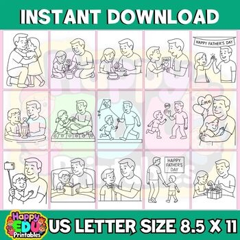 Father s Day Coloring Pages 20 Cute Dad Child Moments Easy PDF