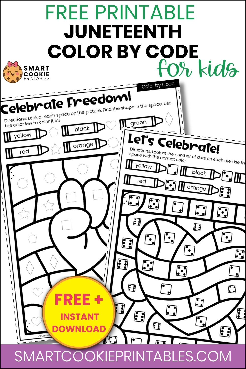 Free Juneteenth Color By Code Worksheets For Kids Smart Cookie Printables