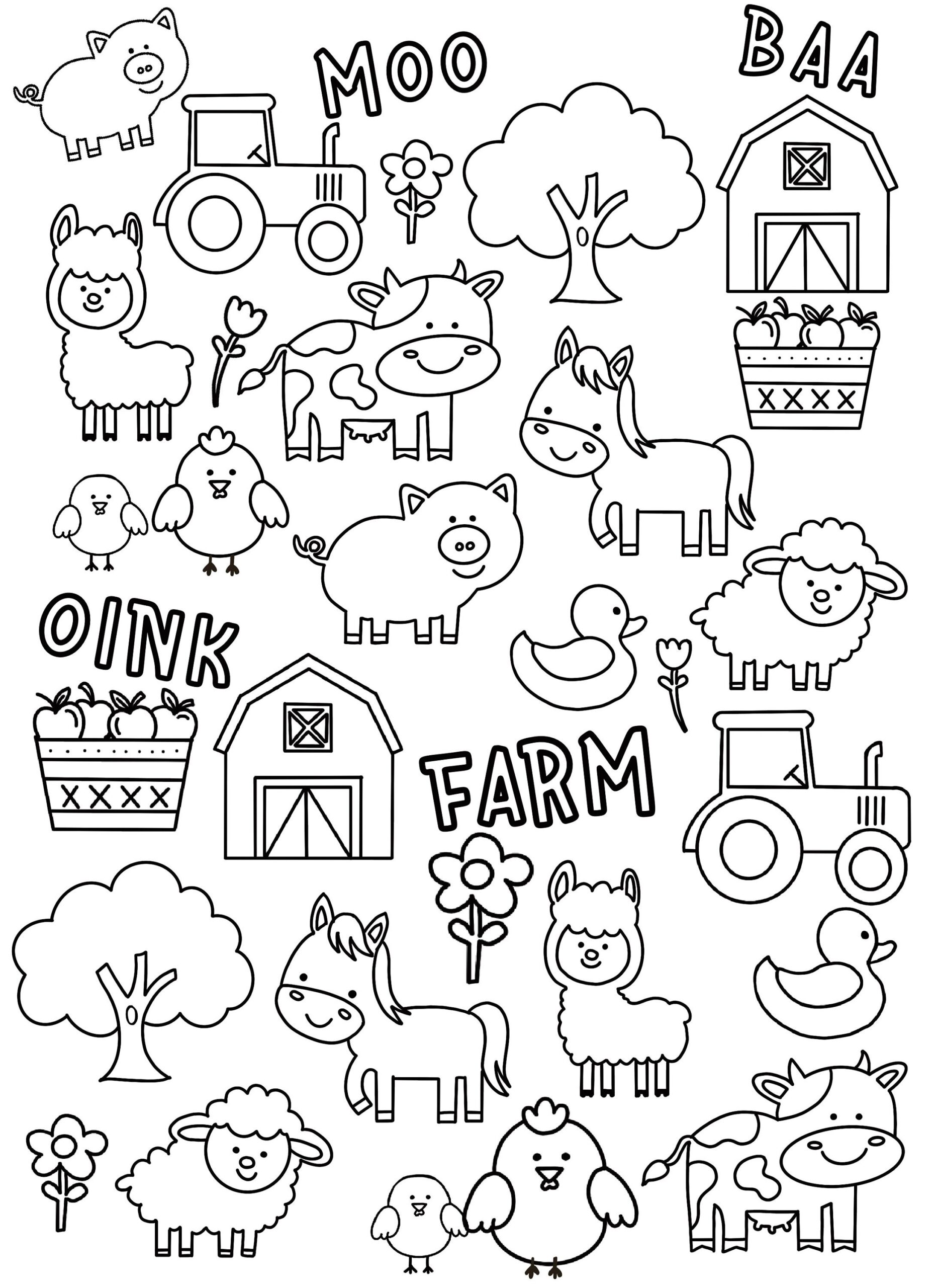 farm animals for colouring printable