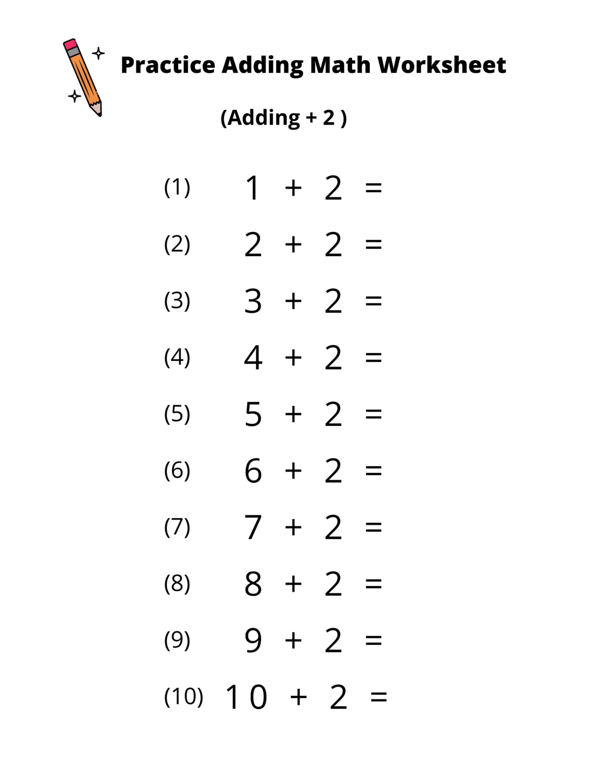 10 Printable Addition Math Worksheets Adding By 2 Numbers 1 20 Preschool 1st Grade 2nd Grade Math Etsy UK