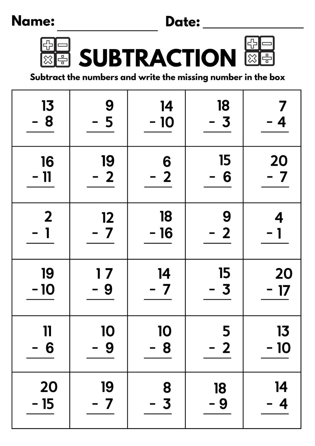 1st grade addition and subtraction worksheets