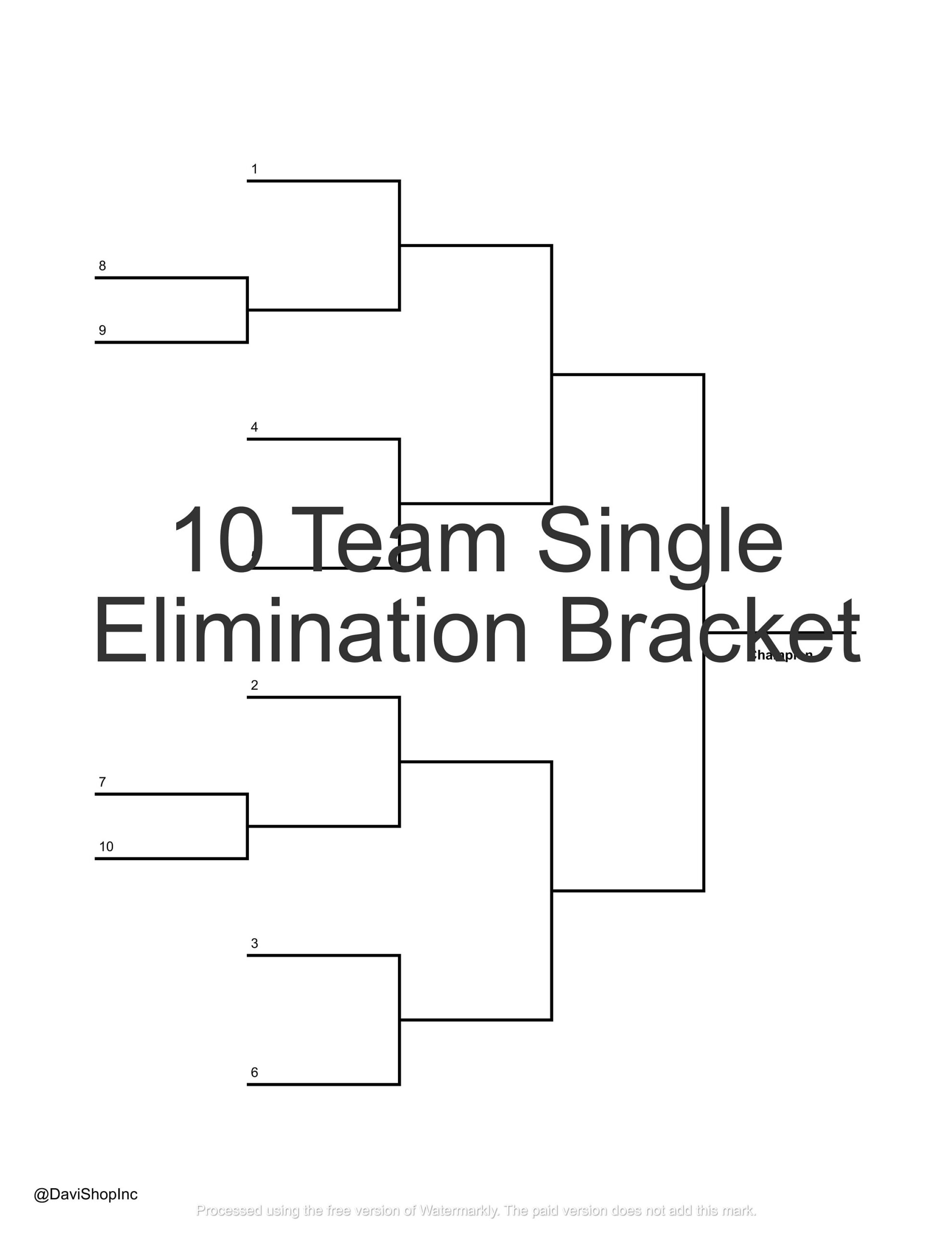10 team Single And Double Elimination Playoff Brackets PDF Etsy