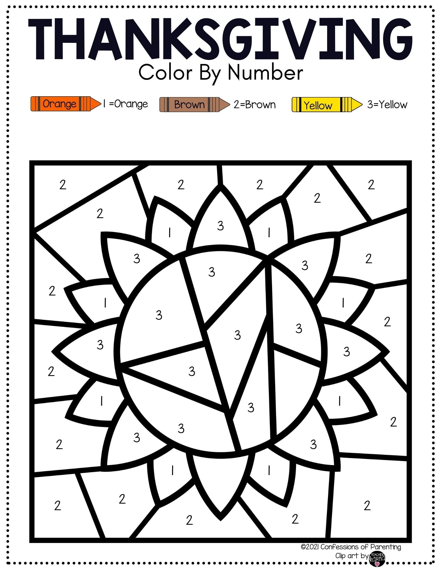 thanksgiving color by number