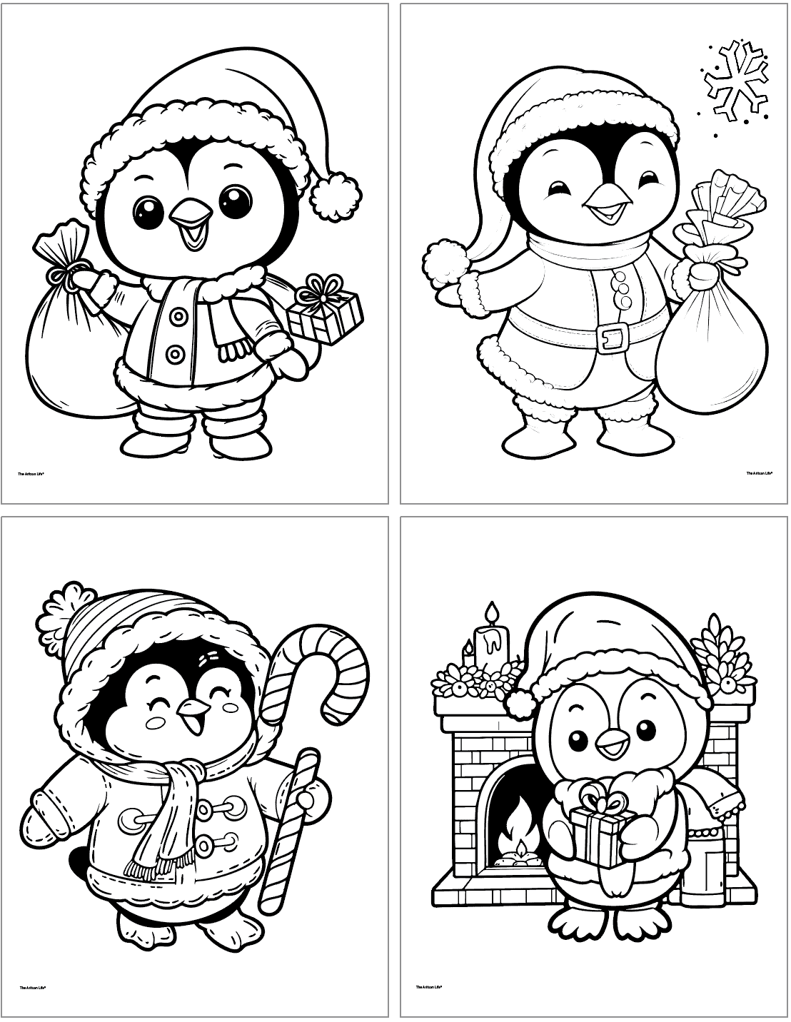 free printable christmas penguin coloring pages