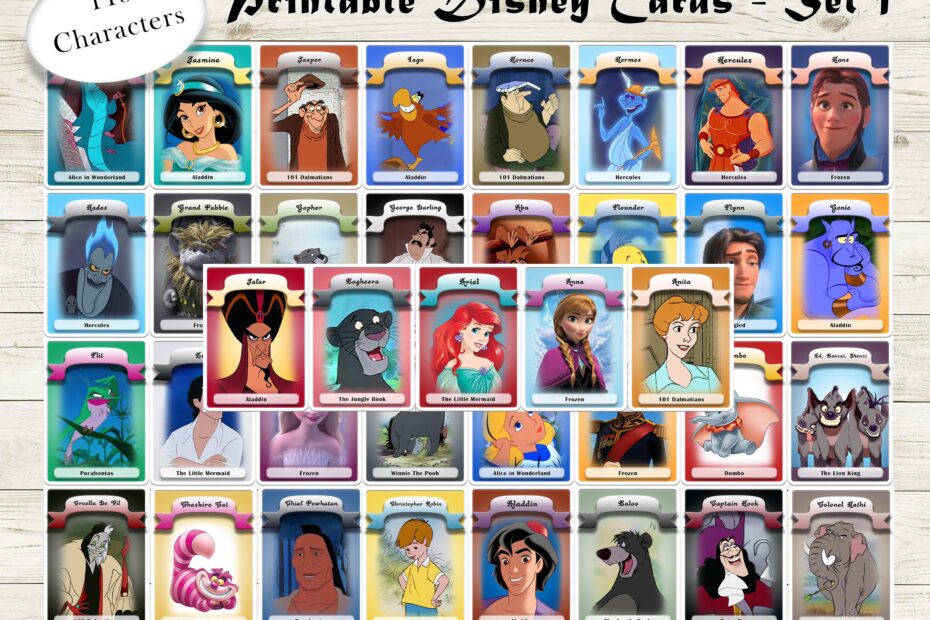 115 Disney Cards Set 1 Printable For Collection Games Birthday Parties Rewards Etc DIGITAL NOT SHIPPED
