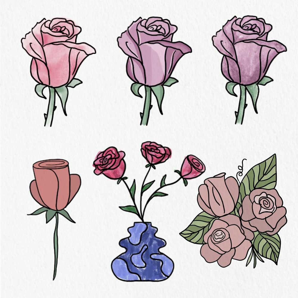 simple rose drawing