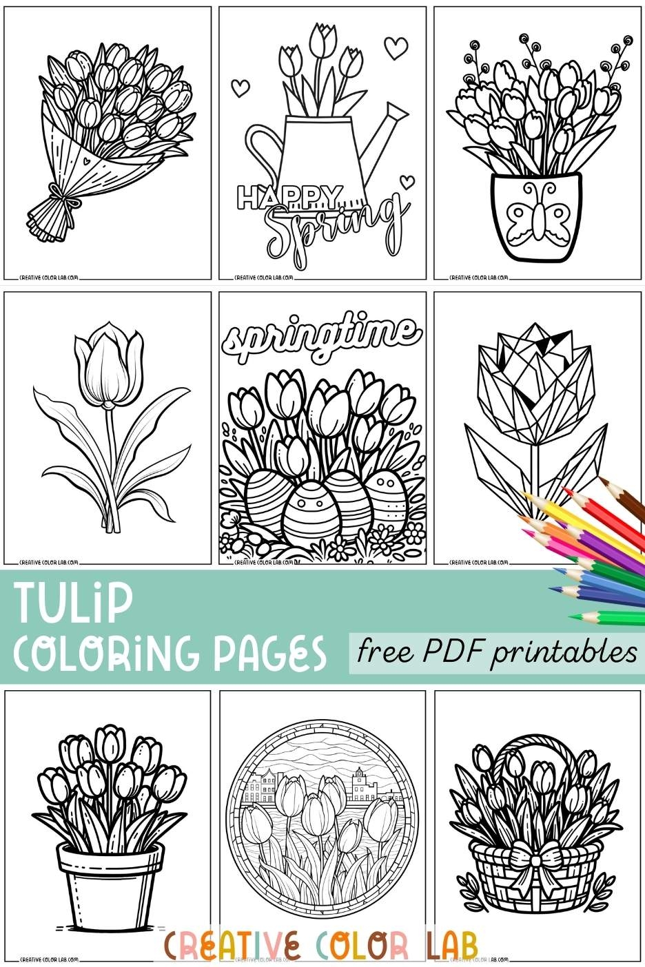 free printable tulip coloring pages