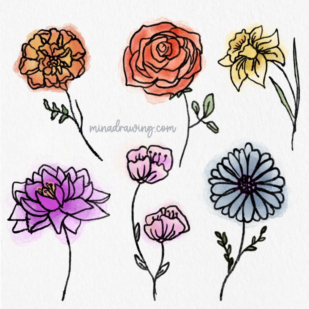 how to draw a simple flower
