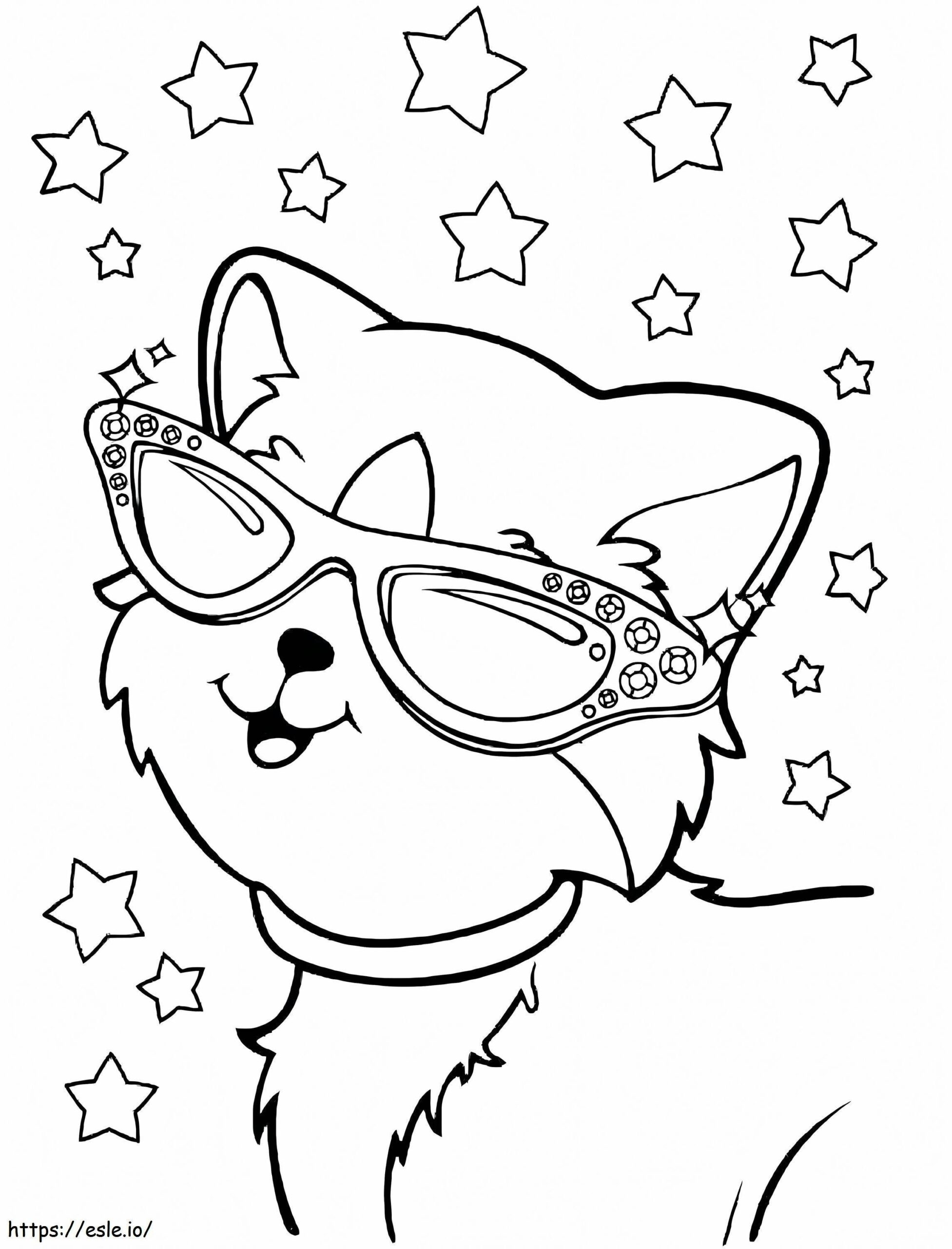 1566629724 Lisa Frank Cat Wearing Glasses A4 Coloring Page