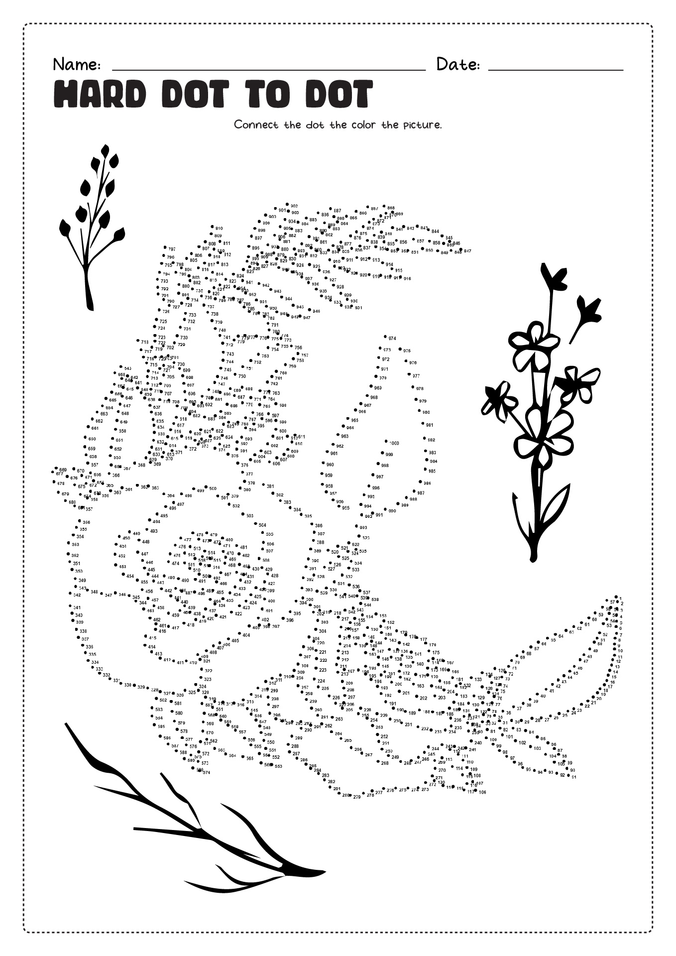 challenging dot to dot printable