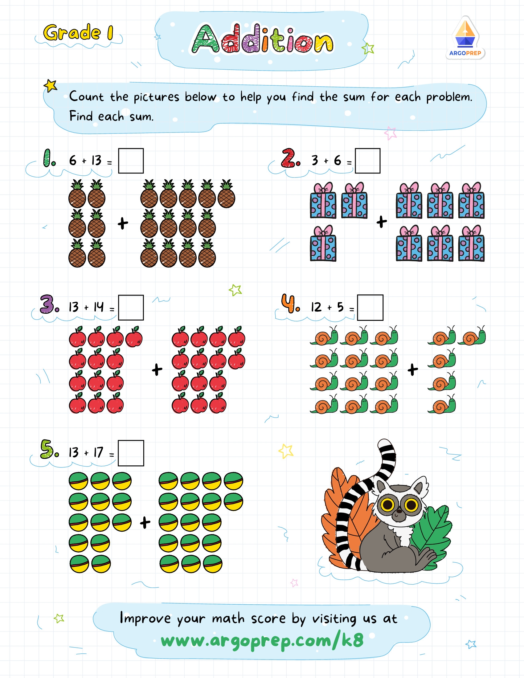 1st grade math worksheets free