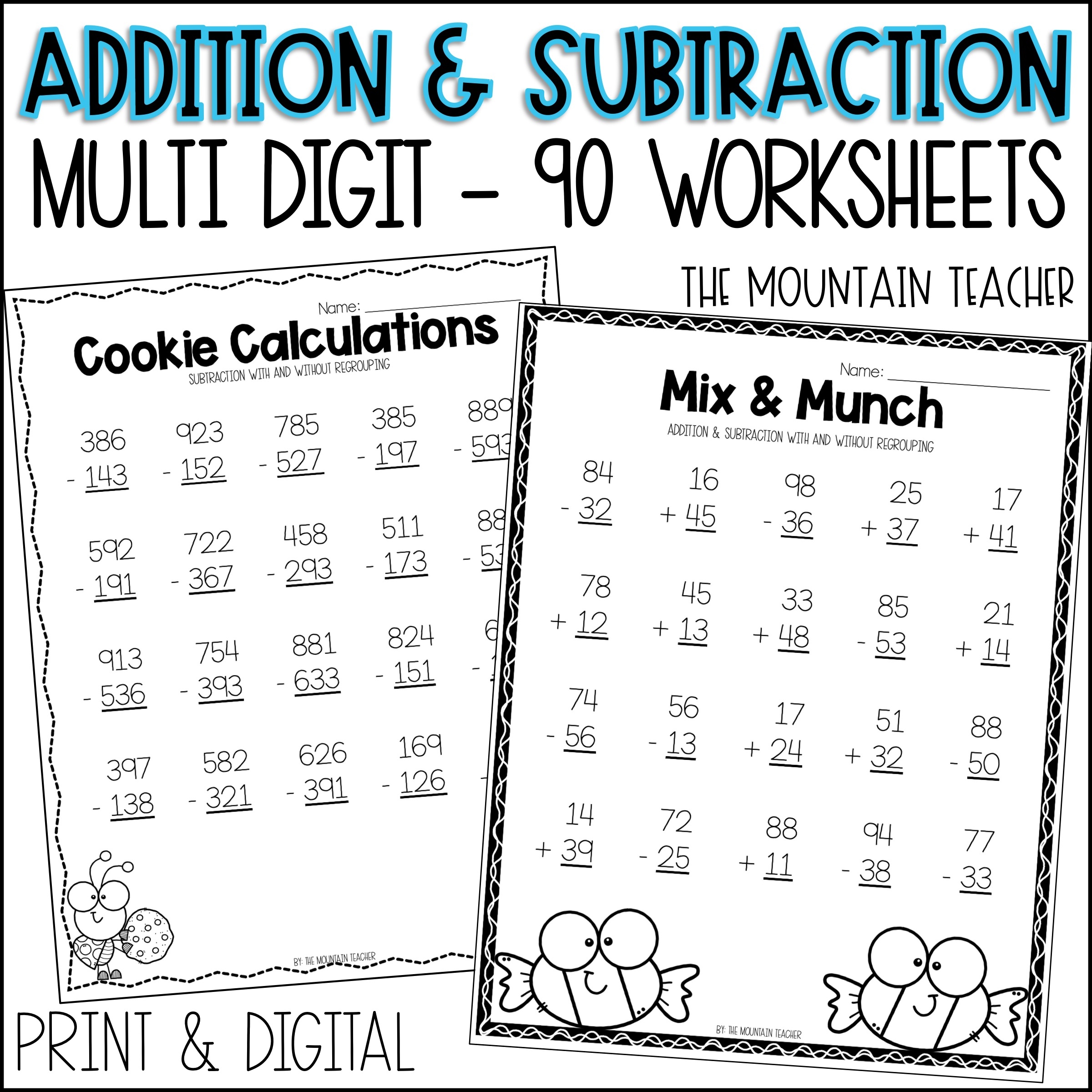 2 And 3 Digit Addition And Subtraction Worksheets BUNDLE Made By Teachers