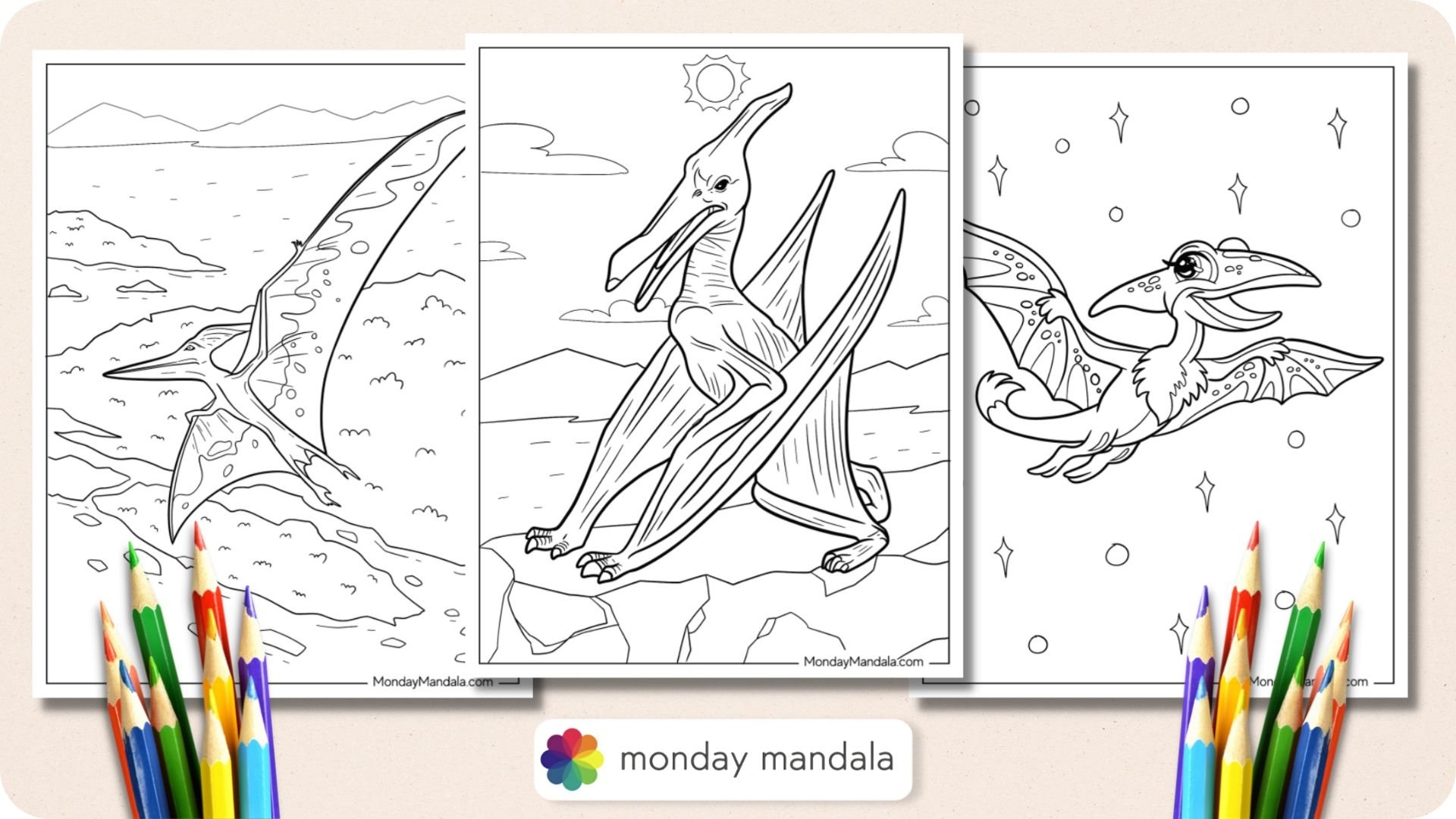 20 Pterodactyl Coloring Pages Free PDF Printables 