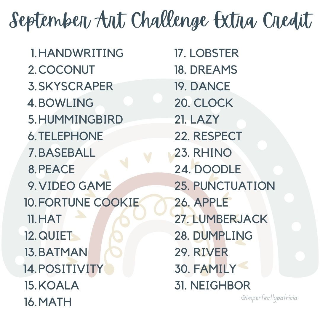 2021 2022 School Year Art Challenges ImperfectlyPatricia