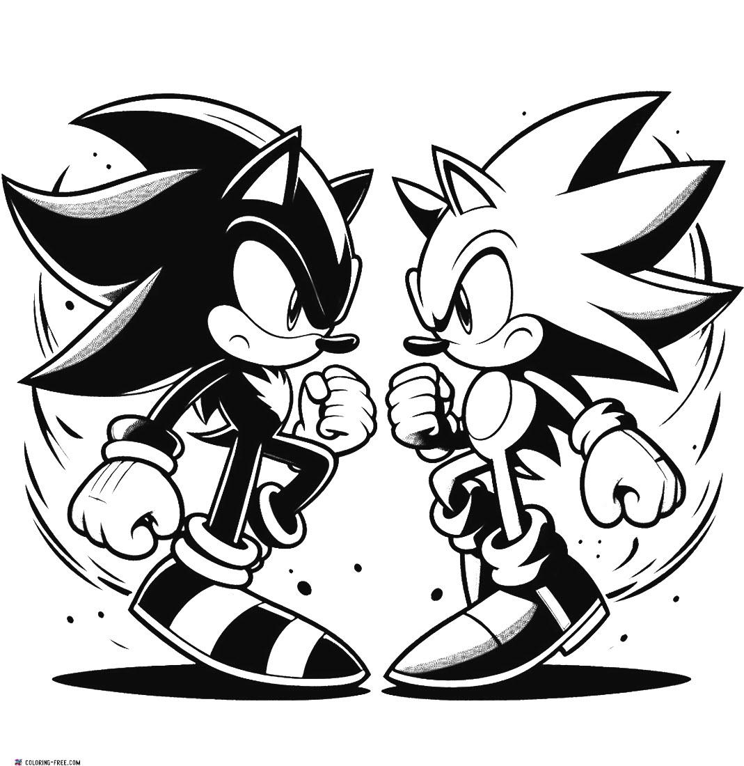2530 Page Sonic And Shadow Face Off In This Epic Coloring 
