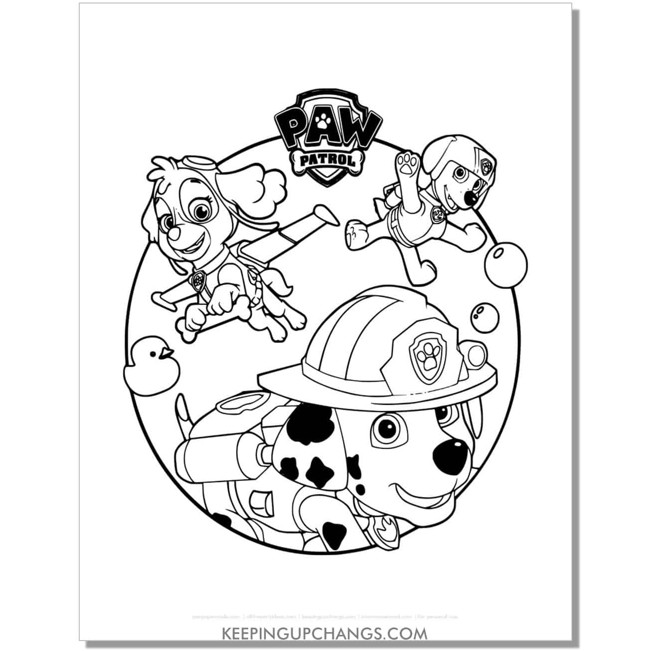 free coloring page paw patrol