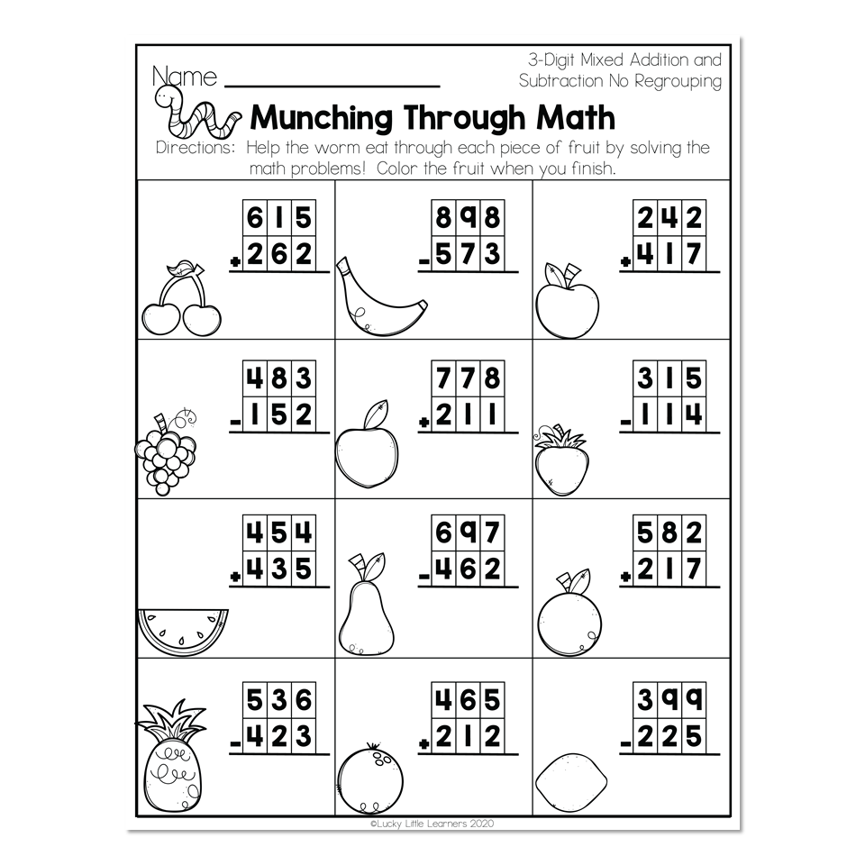 math worksheets for 3rd grade addition and subtraction