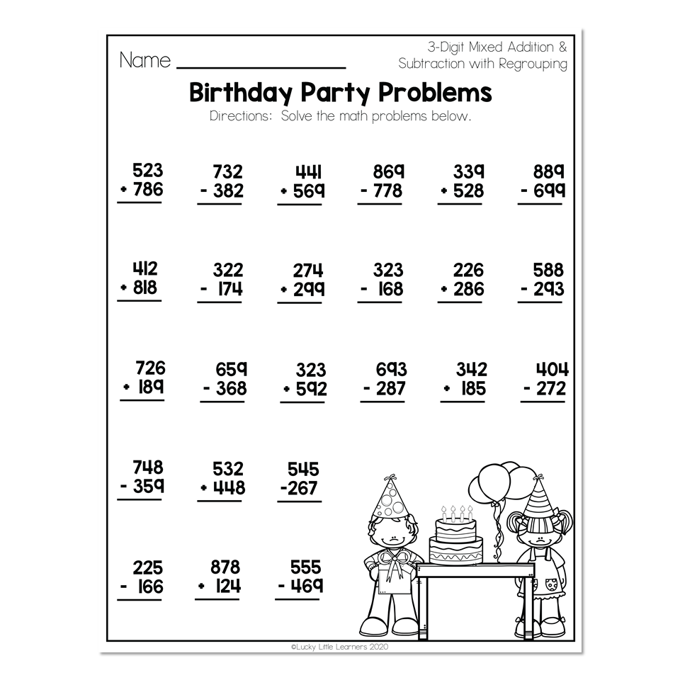 2nd Grade Math Worksheets 3 Digit Mixed Addition And Subtraction Worksheets Library