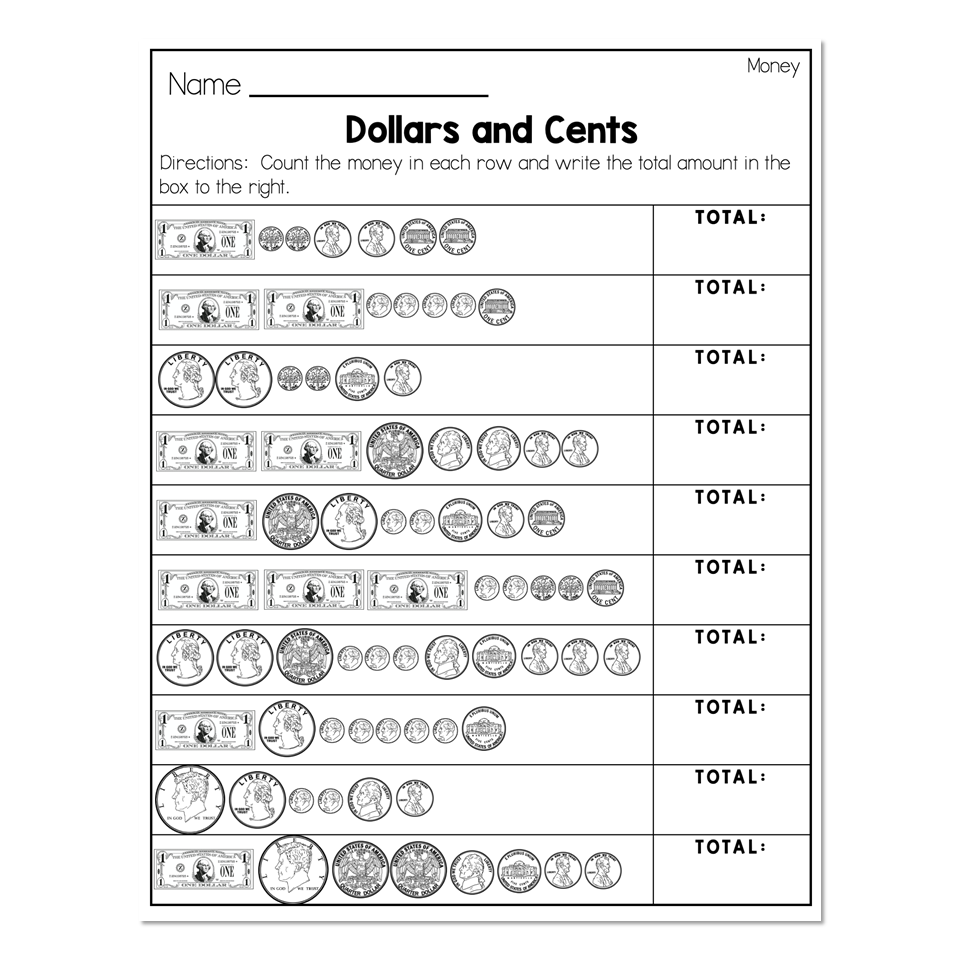coin math worksheets