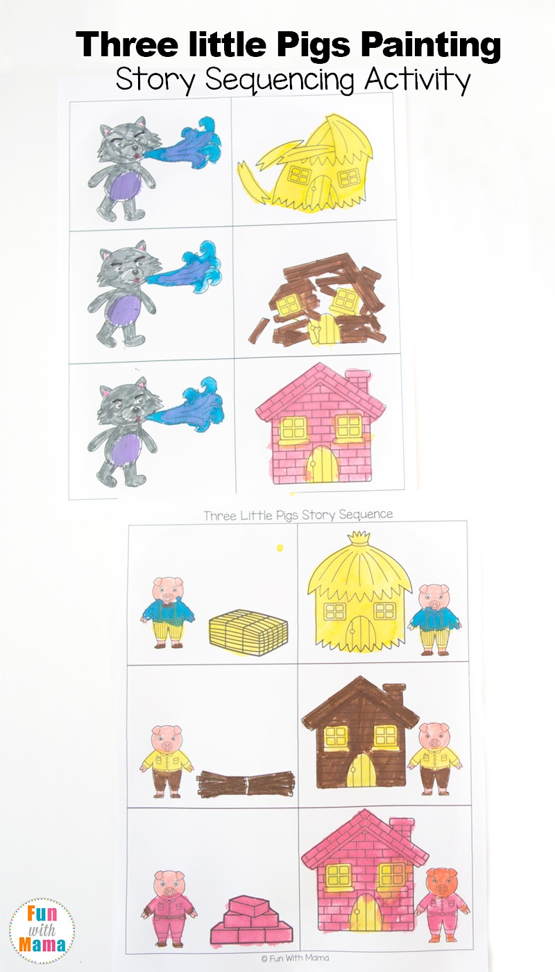 printable three little pigs colouring