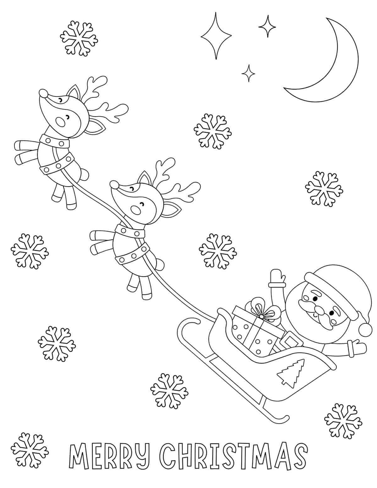free printable santa and reindeer coloring pages