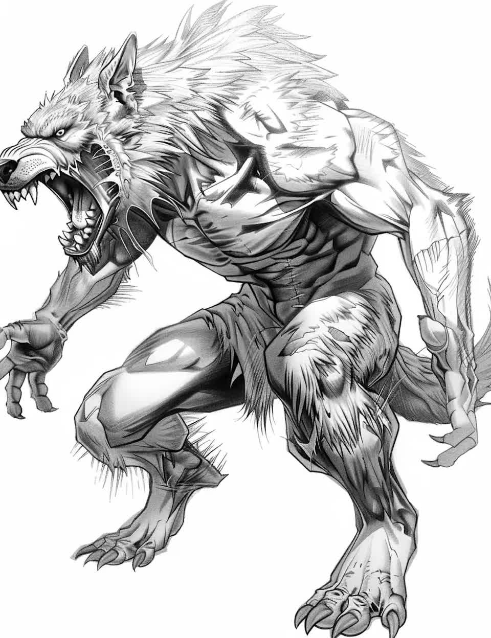 realistic werewolf coloring page