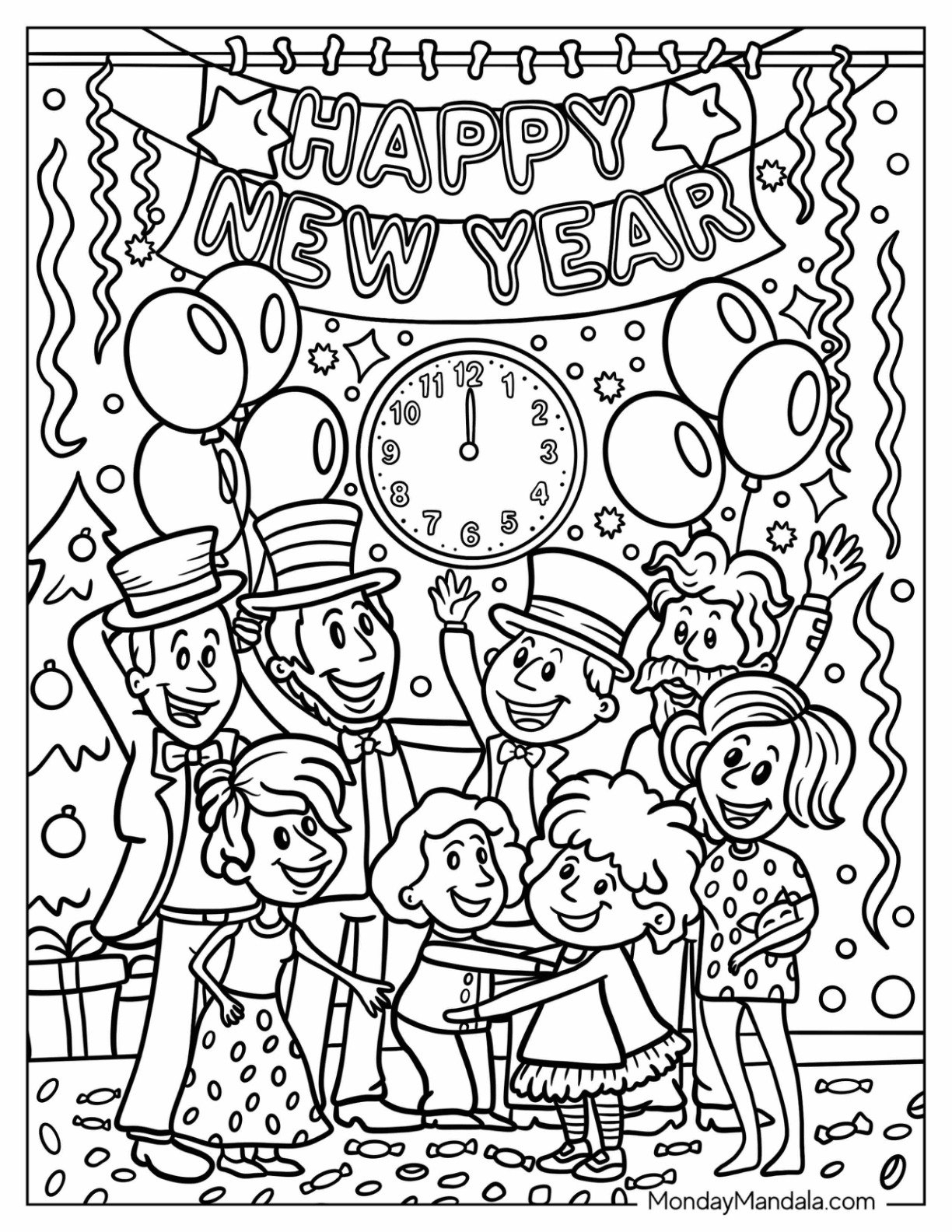 free new years eve coloring pages