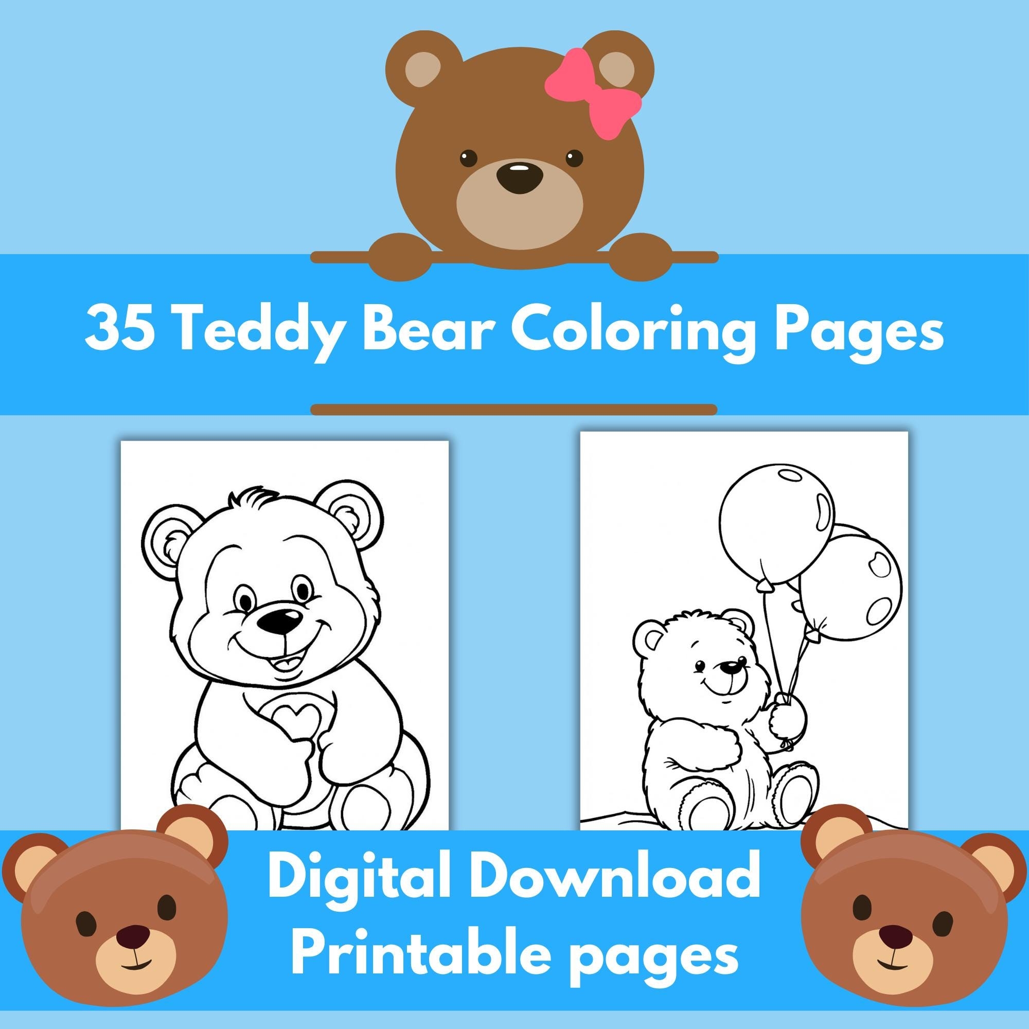 cute teddy bear coloring pages printable