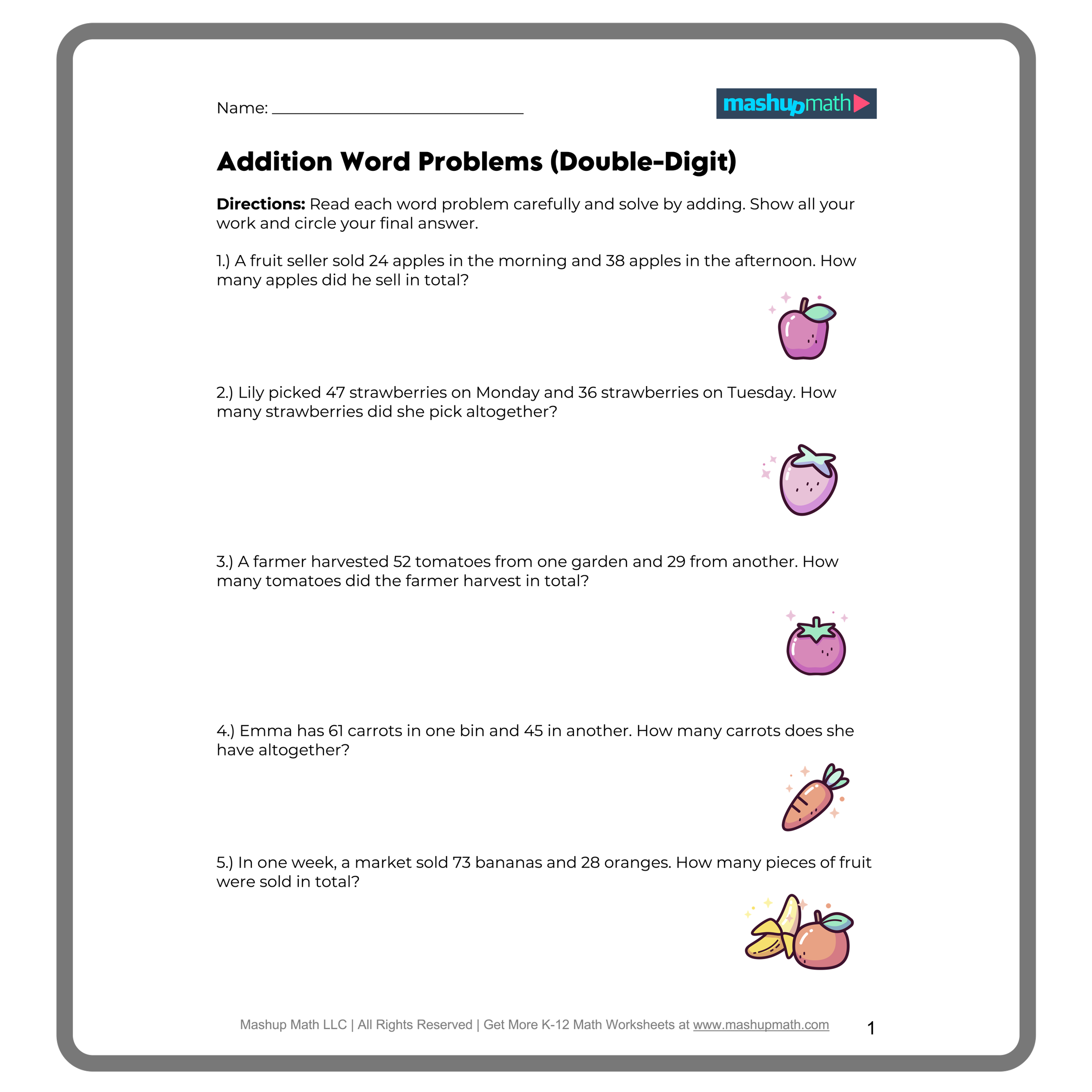 math worksheets word problems