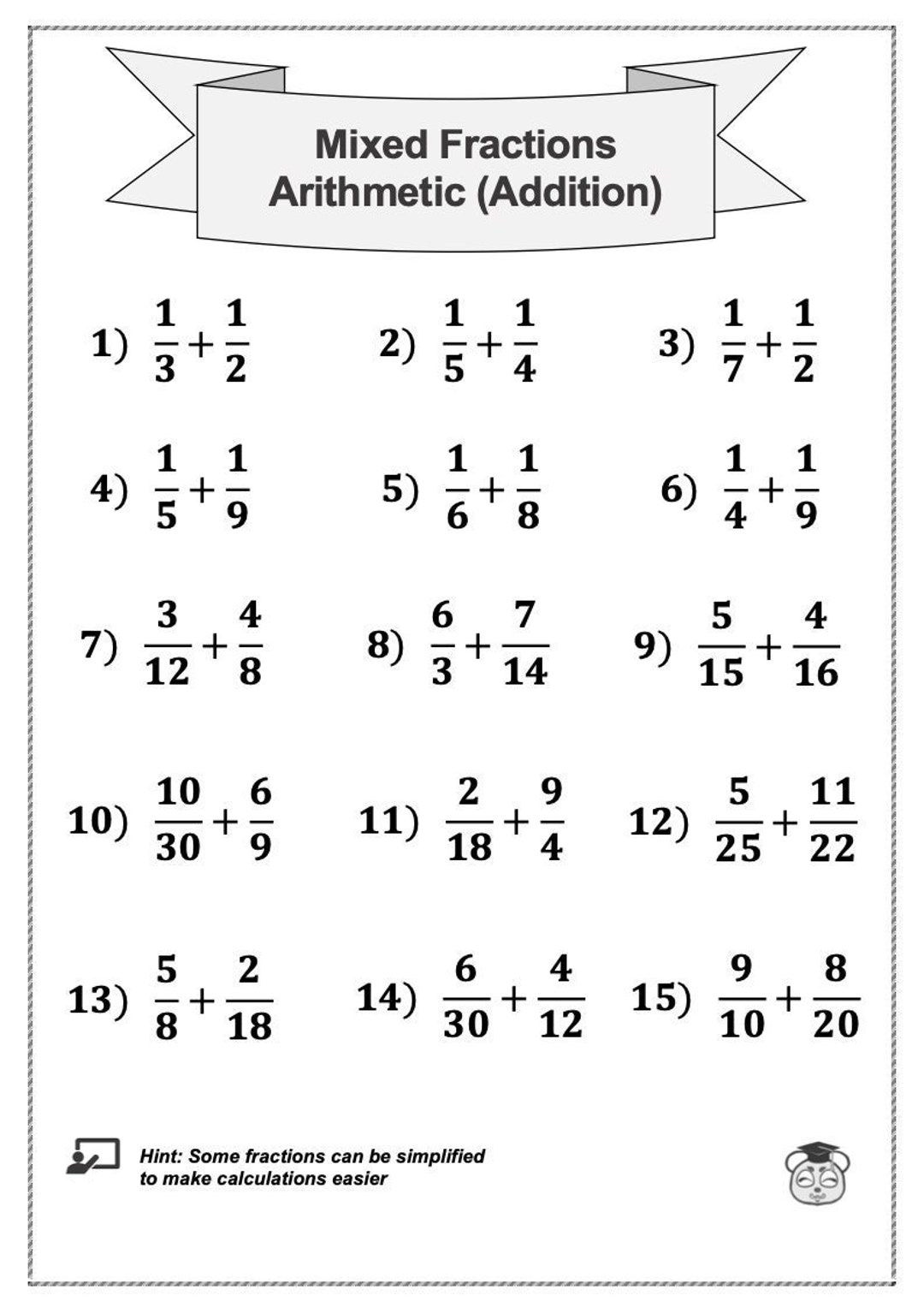 4 Printable Mixed Fraction Arithmetic Math Worksheet Addition Subtraction Multiplication Division ages 4 8 KG1 To Grade 2 Etsy Ireland