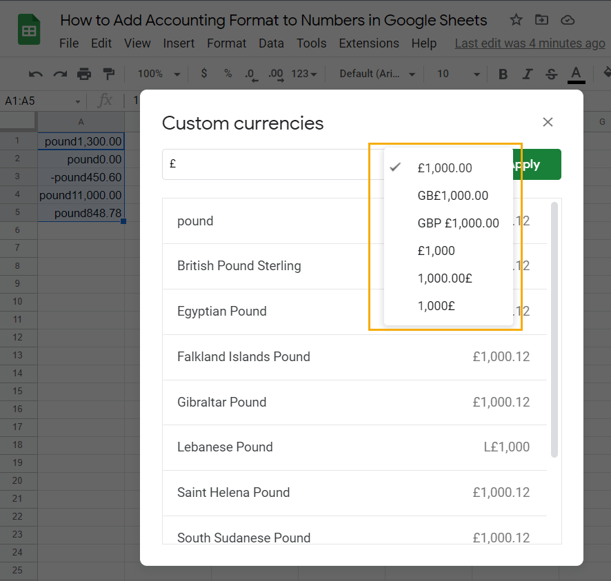 google sheets format phone number
