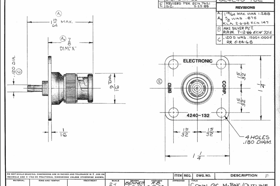 4240 132 BNC Male QC Connector Drawing Bird