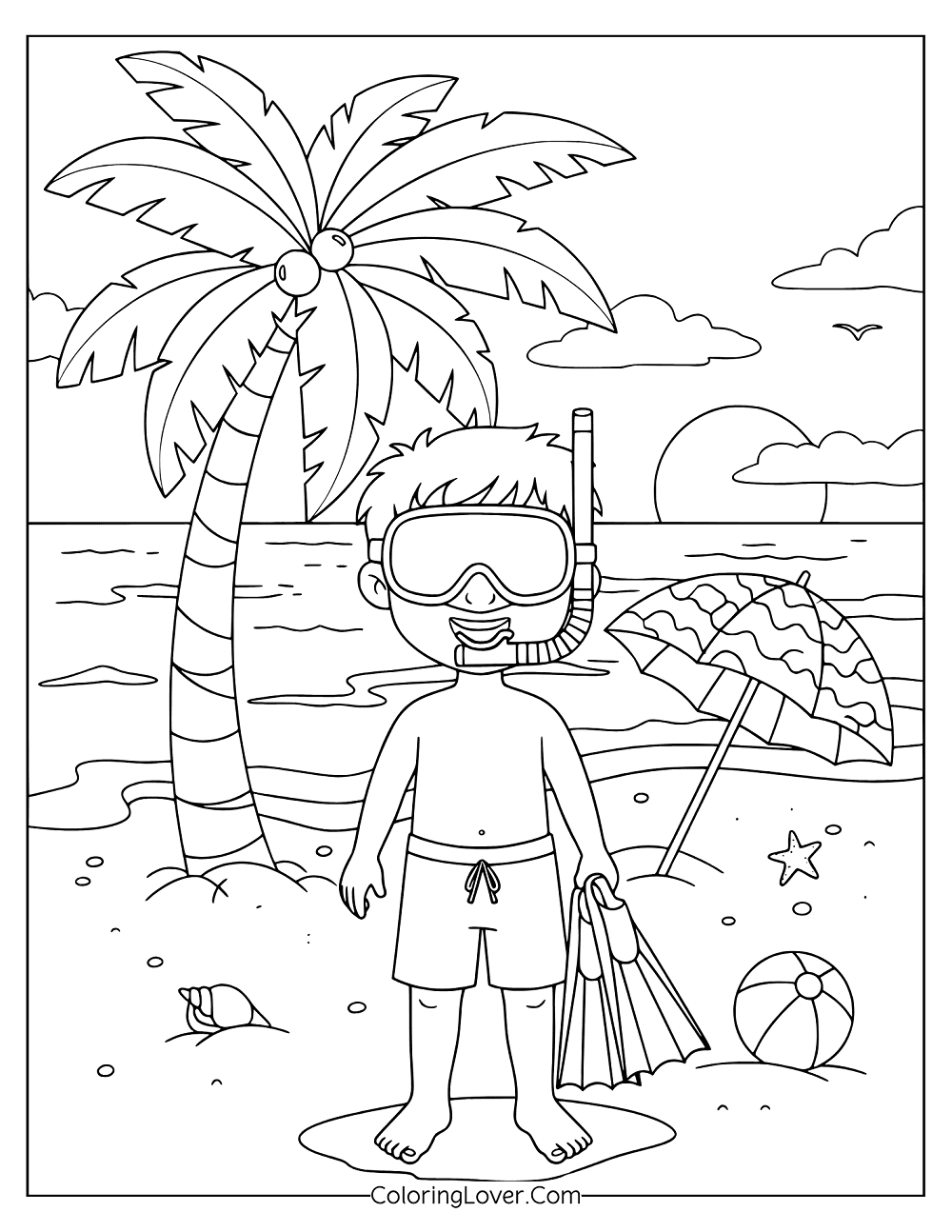 tropical beach coloring pages free