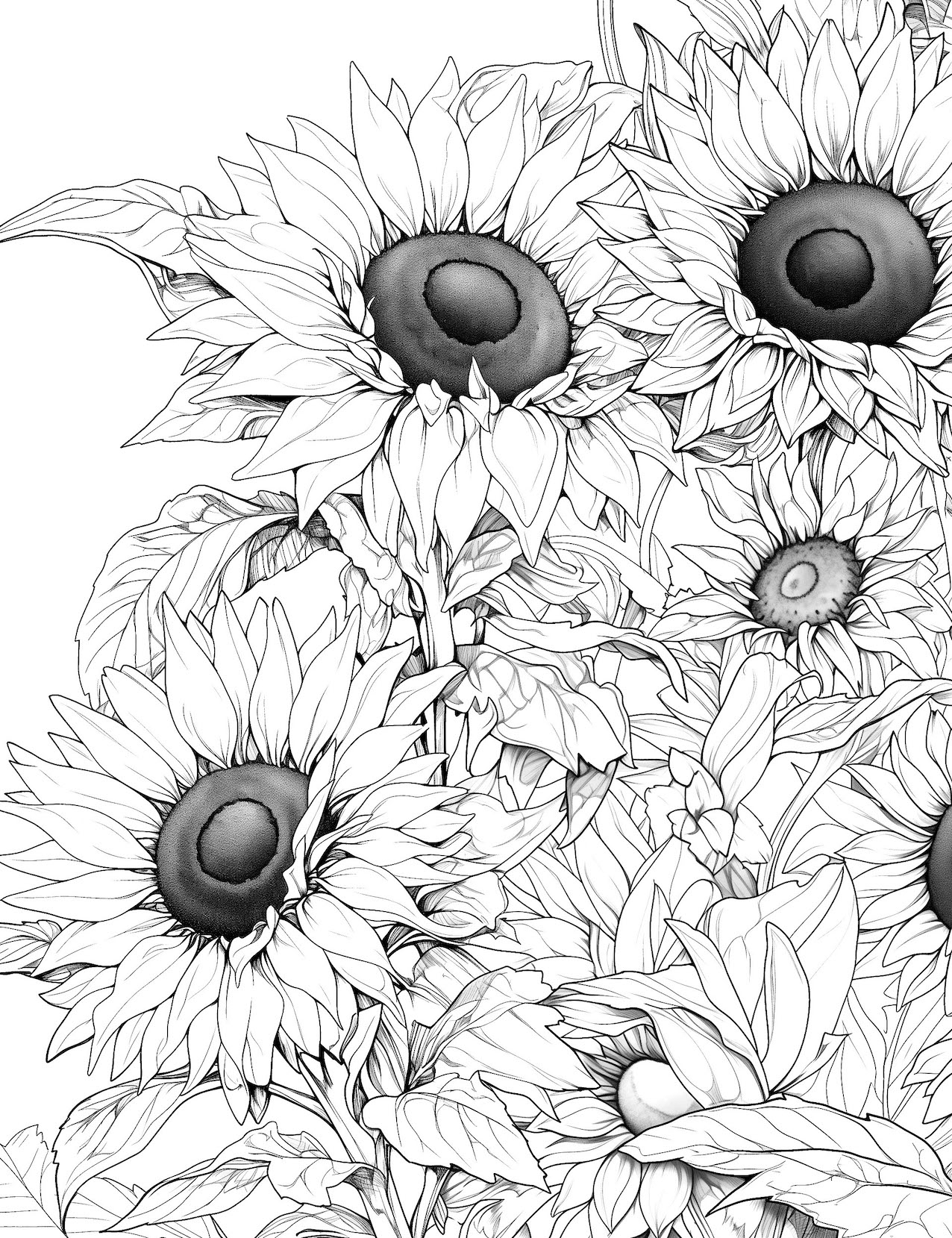 free sunflower coloring pages
