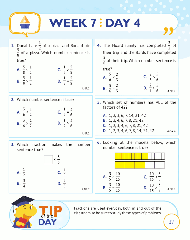 4th Grade Common Core Math Daily Practice Workbook Part I 
