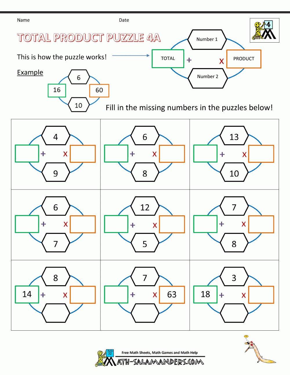 math puzzle worksheets