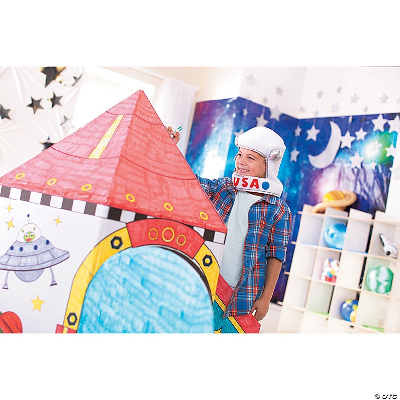 5 Ft Color Your Own Rocket Spaceship White Cardboard Playhouse Oriental Trading