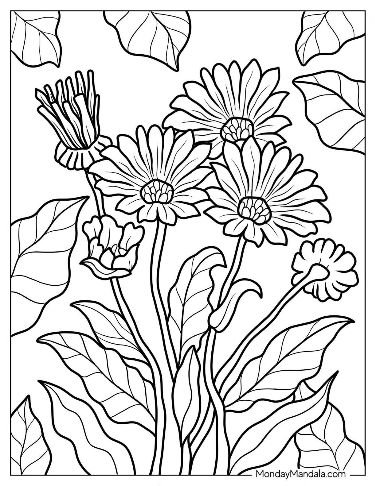 coloring pages printable flowers