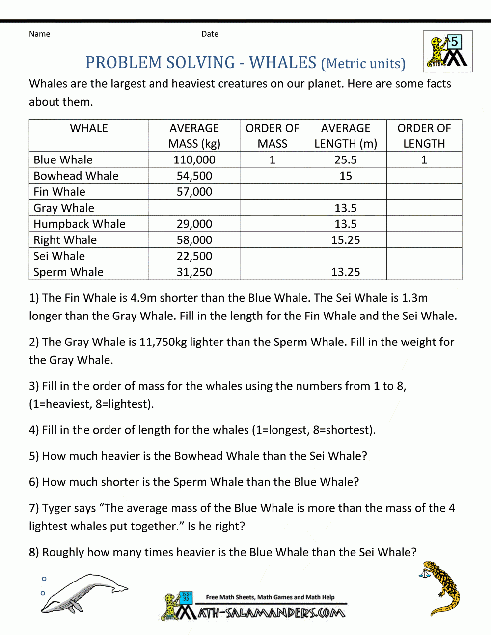 5th Grade Math Word Problems