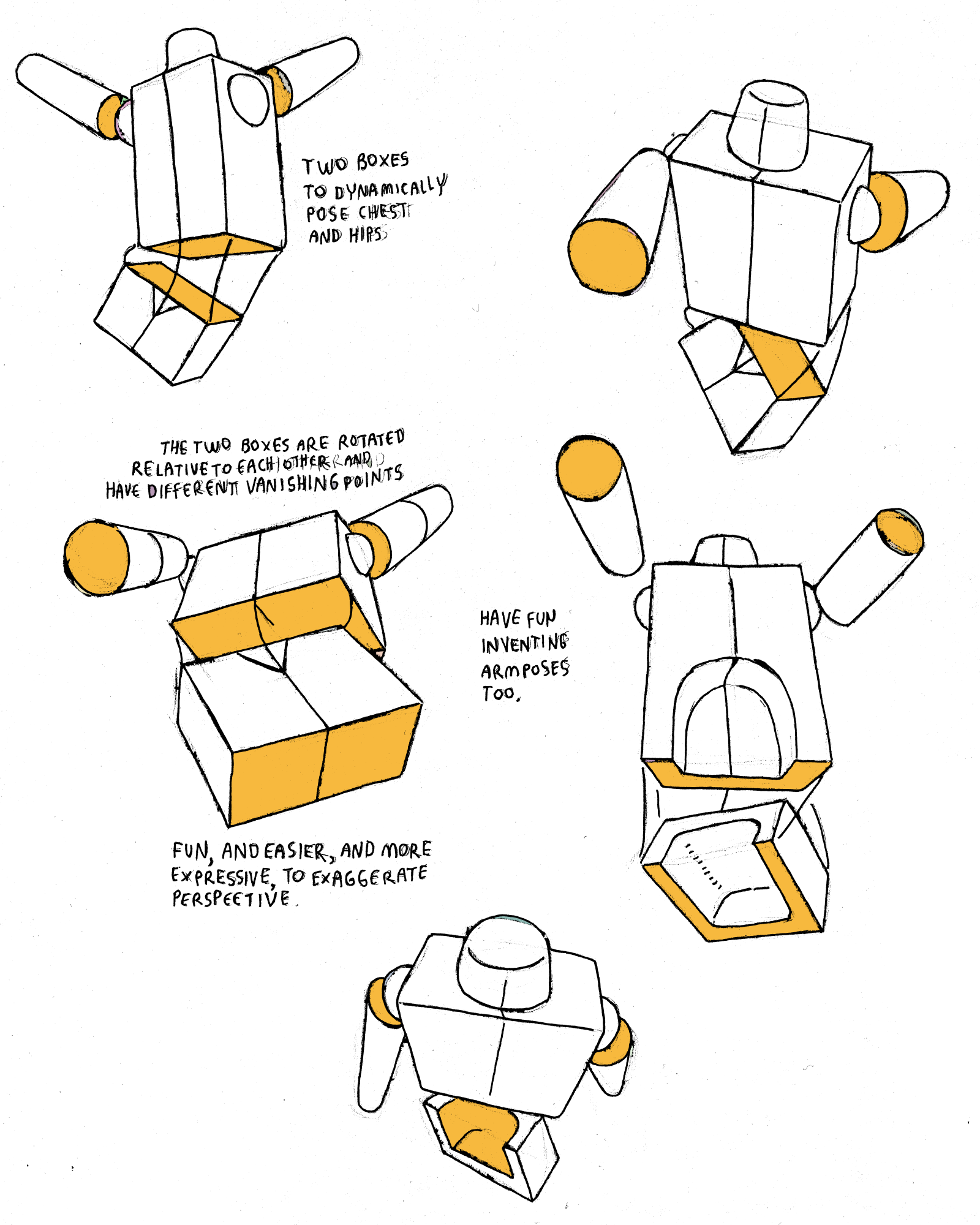 how to connect chest to hips drawing