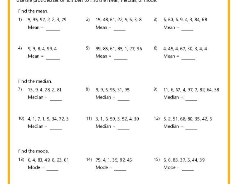 6th Grade Math Worksheets