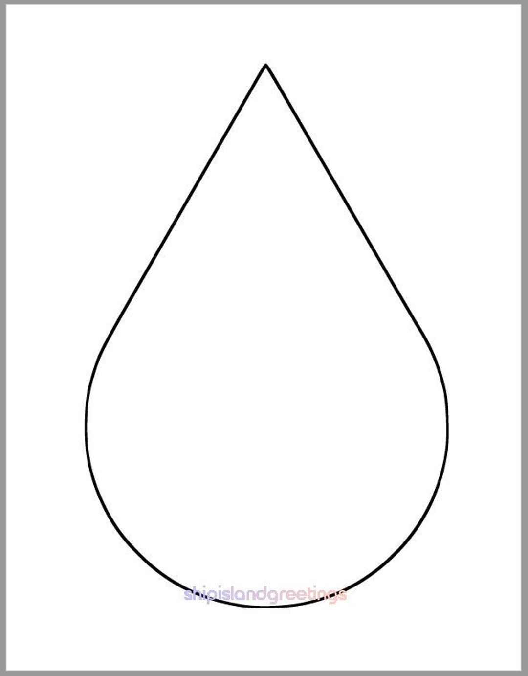 9 Inch Printable Rain Drop Template large Rain Drop Cutout baby 