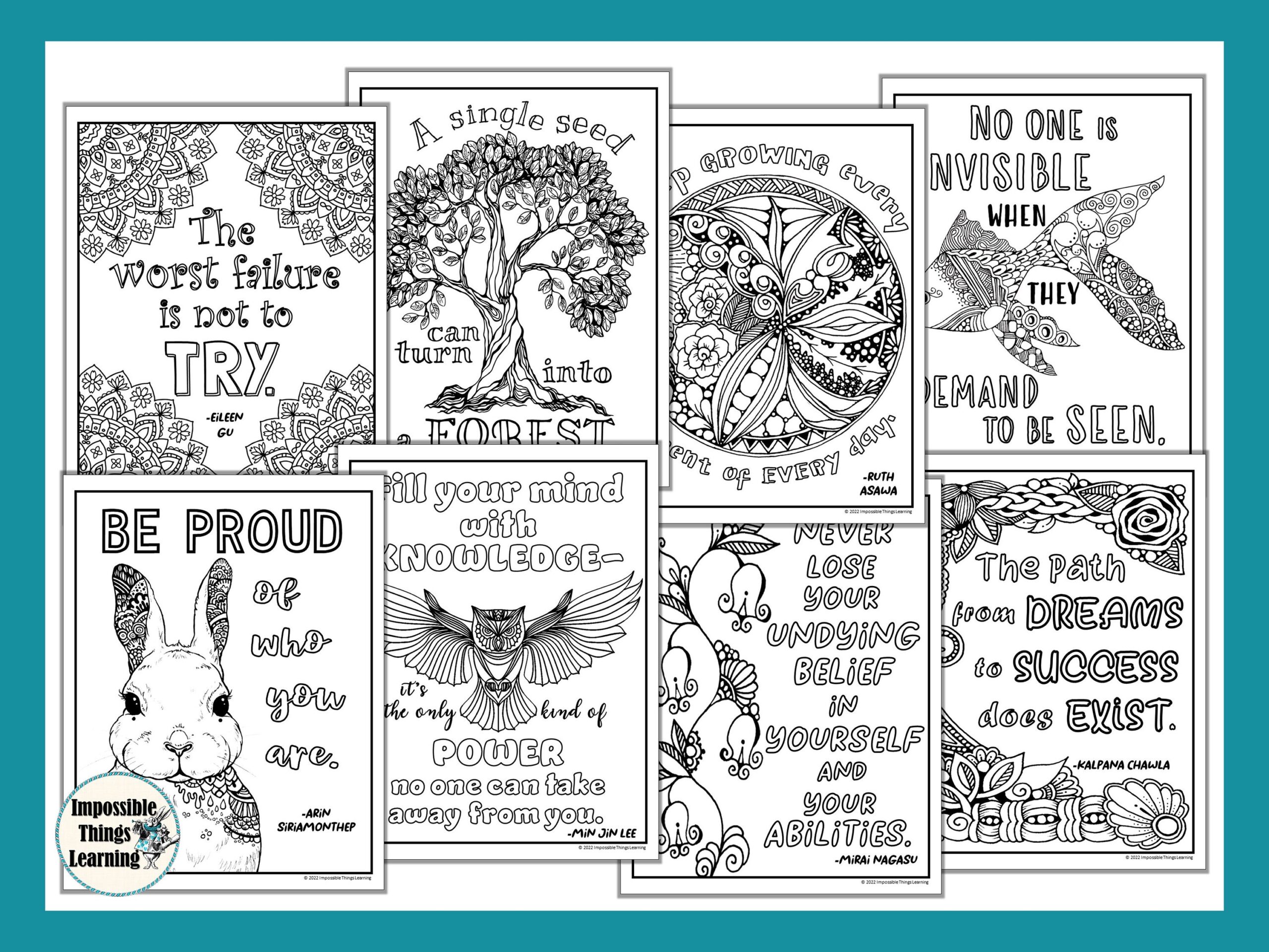 AAPI Heritage Month Coloring Pages Printables For The Classroom With Inspirational Quotes From Famous Asian Americans U0026 Pacific Islanders Etsy