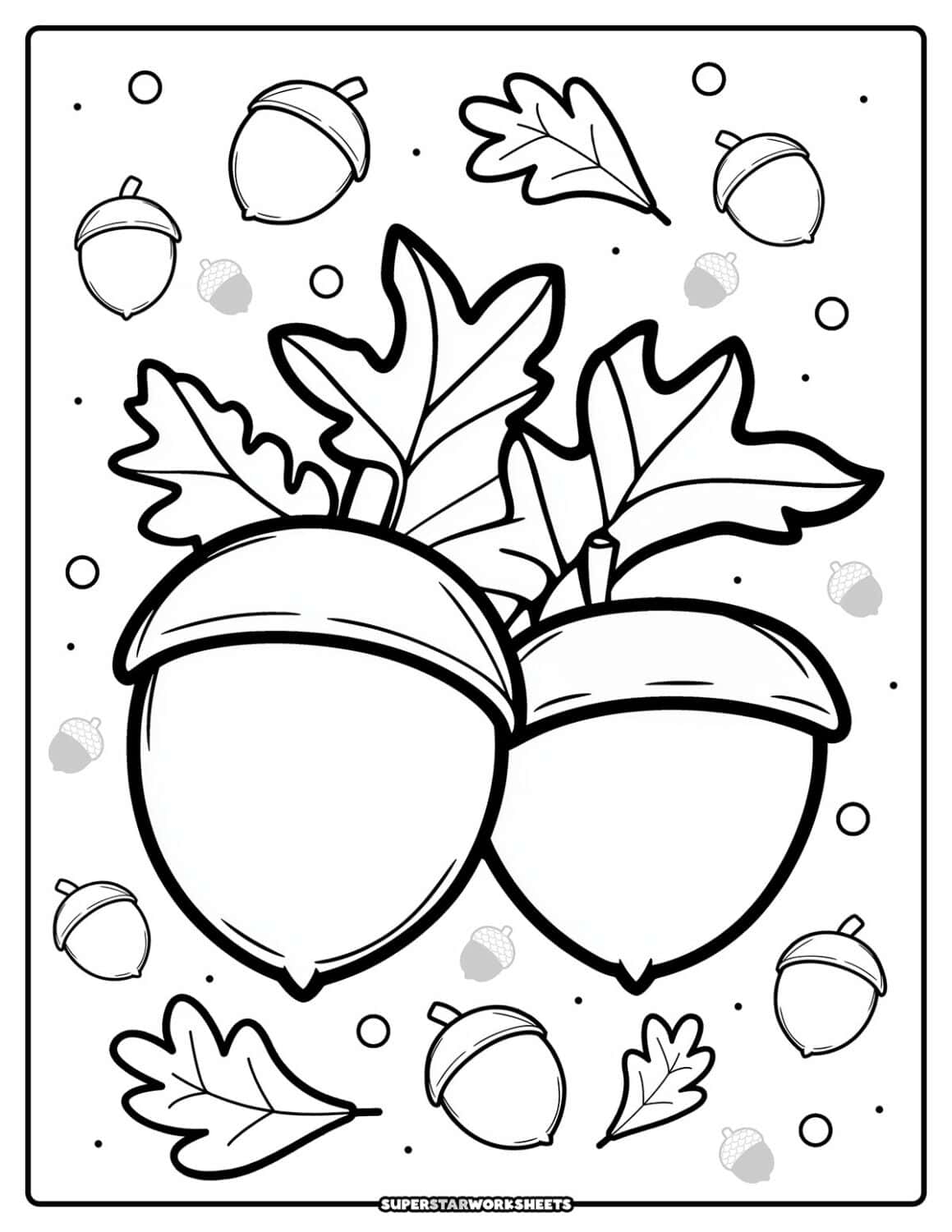 Acorn Coloring Pages Free Printables Superstar Worksheets