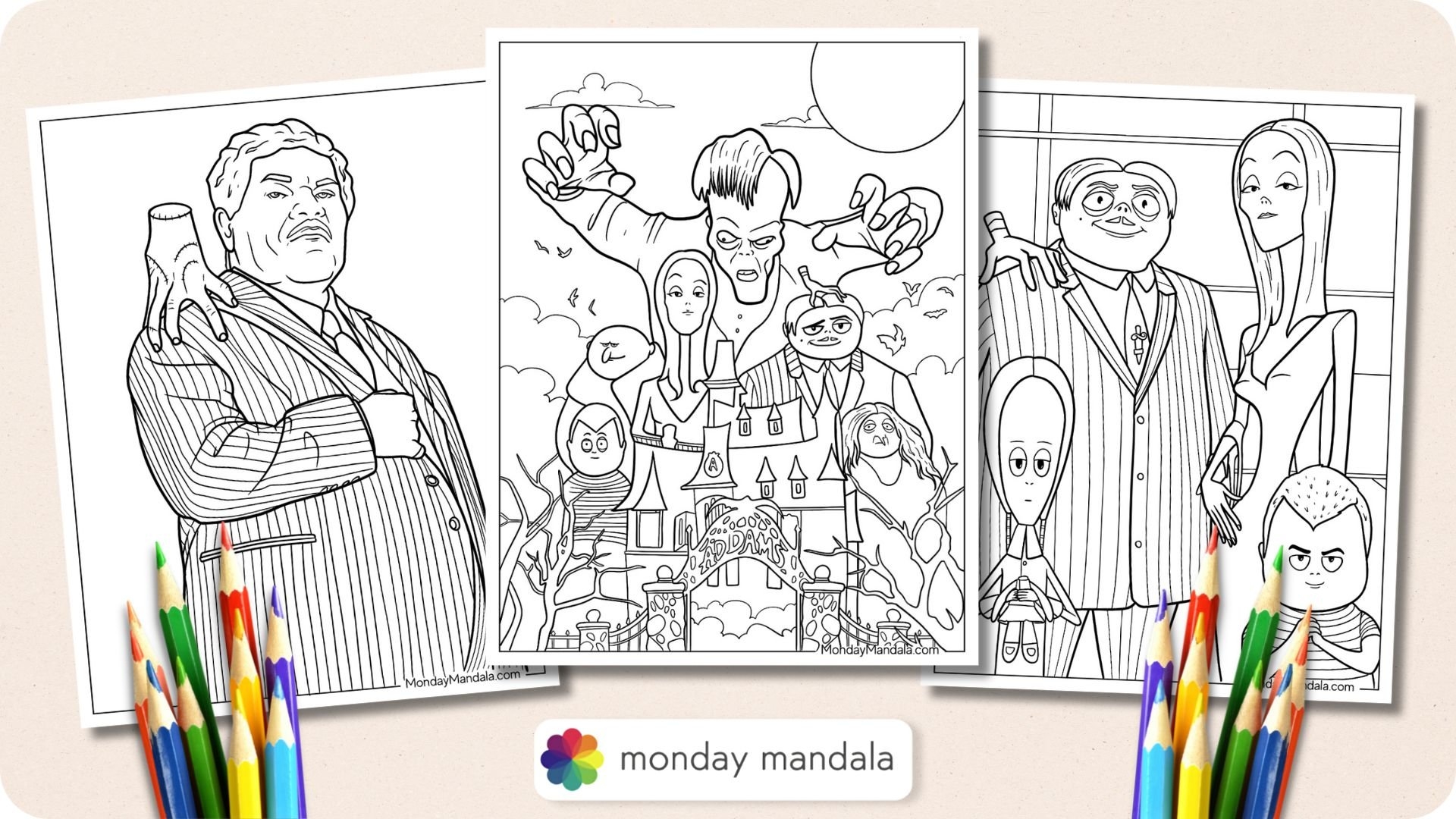 Addams Family Coloring Pages Free PDF Printables 