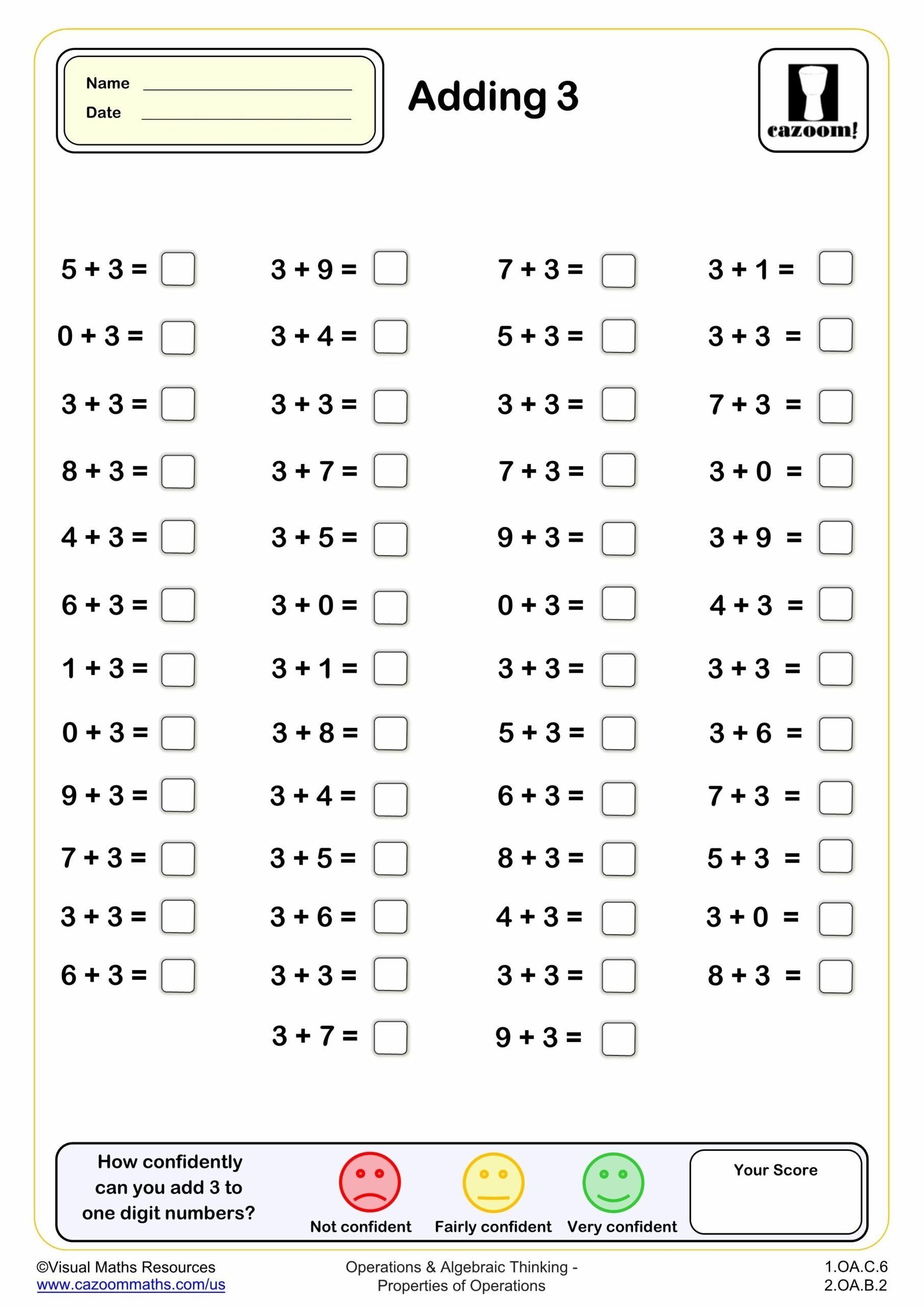Adding 3 50 Questions Fun And Engaging 1st Grade PDF Worksheets