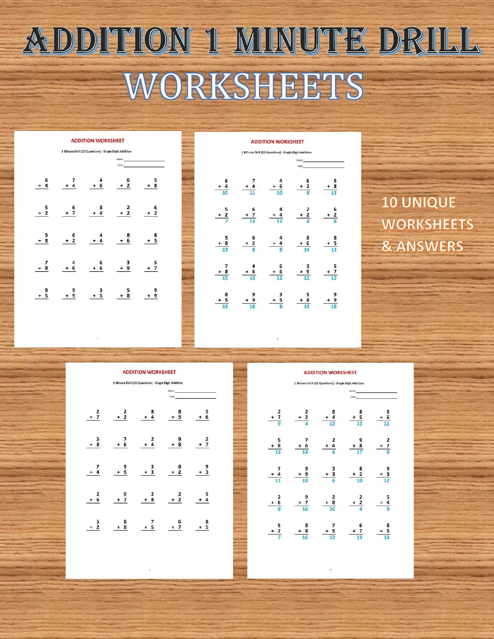 Addition 1 Minute Drill V 10 Math Worksheets With Answers pdf 