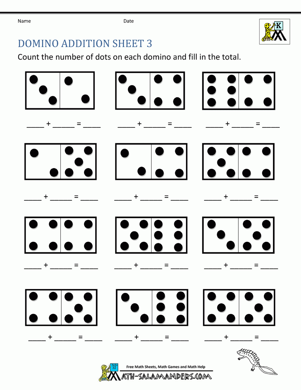 math sheets kindergarten