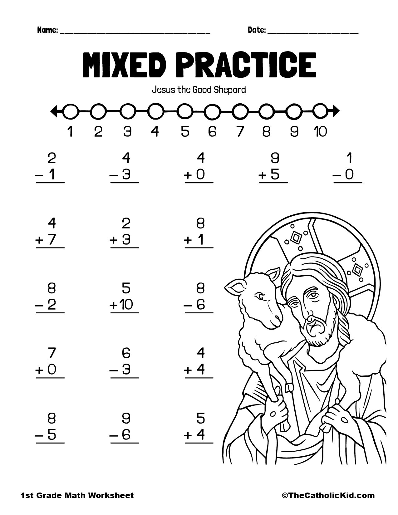 Addition Subtraction Practice Jesus The Good Shepard 
